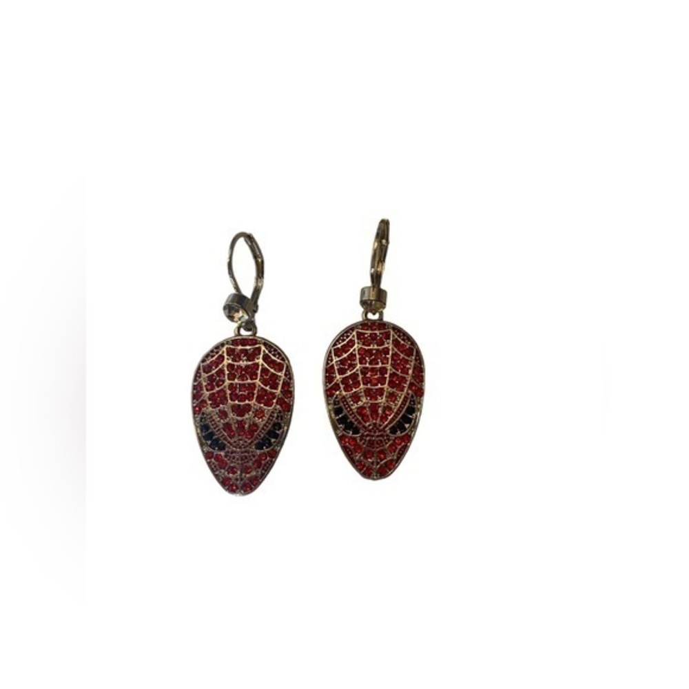 Ruby Red Pave Spider-Man Earrings - image 1